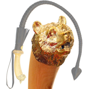 Казачья нагайка "Медведь" из кожи с латунным навершием (85 см)