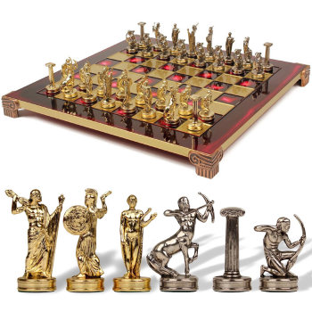 Подарочные шахматы "Греческая мифология" с металлическими фигурами (36 х 36 см)