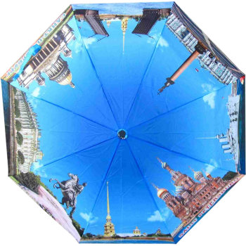 Складной зонт "День над Сантк-Петербургом" (купол 90 см, полуавтомат)