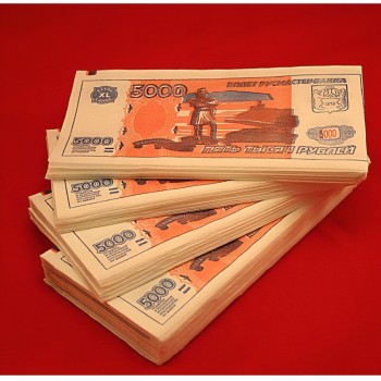Салфетки "5000 рублей" в виде денежных купюр (28 штук)