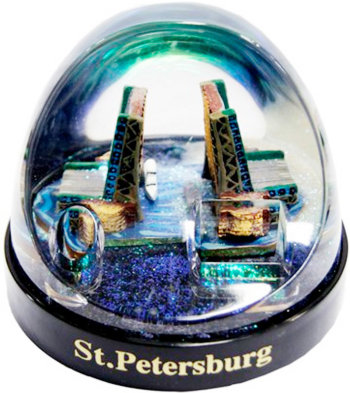 Карандашница "Дворцовый мост" в виде шара с блёстками / Санкт-Петербург