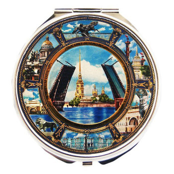Карманное зеркальце "Мост и Санкт-Петербургские виды"