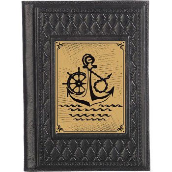 Кожаная обложка на паспорт "Якорь и море"