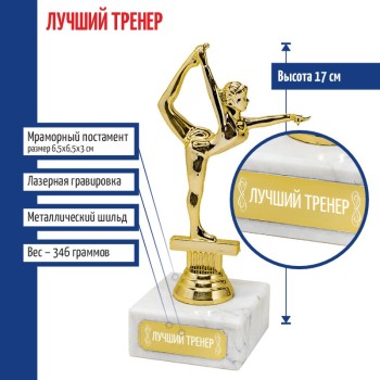 Статуэтка Гимнастка "Лучший тренер" на постаменте (17 см)