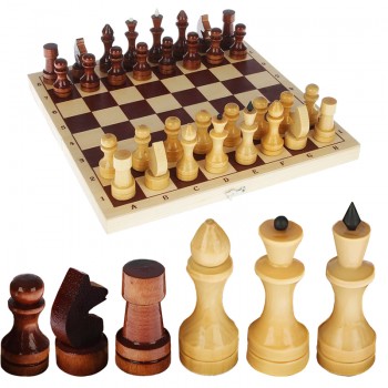 Шахматы "Обиходные" из дерева (29 х 14,5 х 4 см)