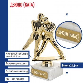 Статуэтка Дзюдо "дзюдо (КАТА)" на мраморном постаменте (16,5 см)