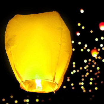 Летающий бумажный фонарик "Купол" жёлтого цвета (93 х 50 см)