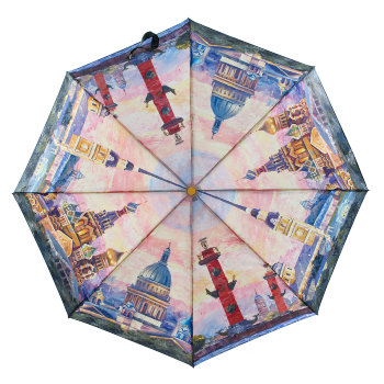 Складной зонт "Соборы Санкт-Петербурга и ростральные колонны" (автомат)