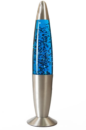 Лава лампа с блёстками синего цвета (35 см)