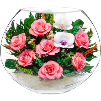 Розы в стекле EMRp-02 (25 см)