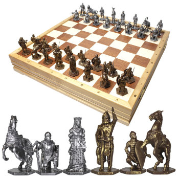 Шахматы "Ледовое Побоище" с оловянными фигурами с чернением