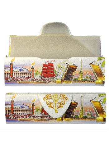 Футляр для очков "Закат в Петербурге", пластик, искусственная кожа