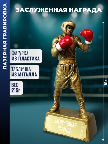 Статуэтка боксер "Заслуженная награда" (18,5 см)
