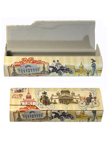 Футляр для очков "Ретро Петербург", пластик, искусственная кожа