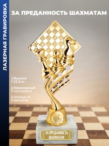 Кубок шахматы "За преданность шахматам" (23,5 см)