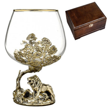 Подарочный бокал "Царь-лев" в деревянной шкатулке (420 мл)