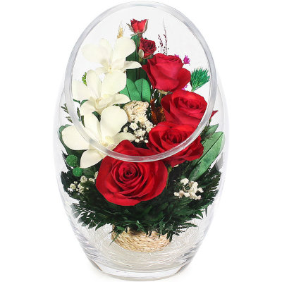 Розы и орхидеи в стекле ArMM1 купить в Санкт-Петербурге в магазинеоригинальных подарков