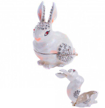 Металлическая шкатулка со стразами - Кролик (6 см)