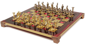 Подарочные шахматы "Греческая мифология" с металлическими фигурами(36х36 см)