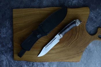 Охотничий нож "Волк" (кованый, дамасская сталь)