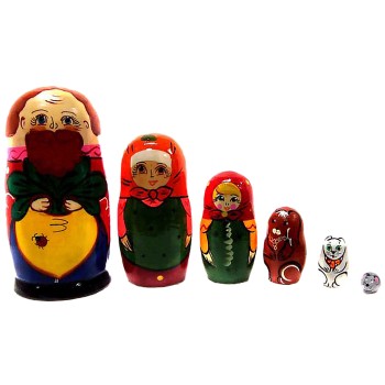 Матрёшка "Сказка про репку" (6 мест, 15 см)