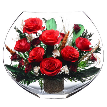 Розы в стекле EMR-05 (25 см)