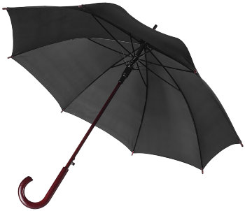 Зонт-трость чёрного цвета с деревянной ручкой (купол 100 см)