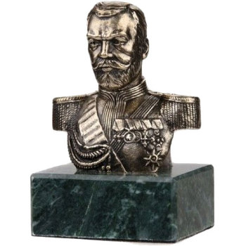 Бюст Николая II из бронзы и змеевика (8 х 5 х 4,5 см)