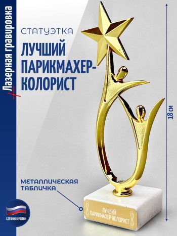 Статуэтка "Лучший парикмахер-колорист" со звездой (18 см)