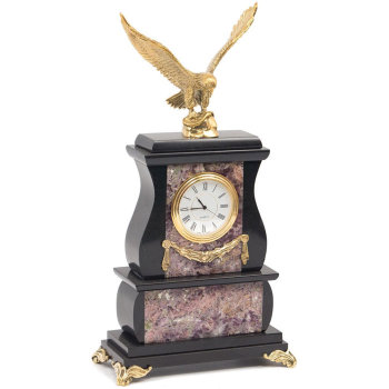 Настольные часы "Орёл" из бронзы и флюорита