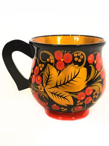 Кружка "Листья и ягодки", дерево, ручная роспись