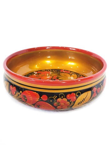 Глубокая тарелка "Листья и ягодки", дерево, ручная роспись