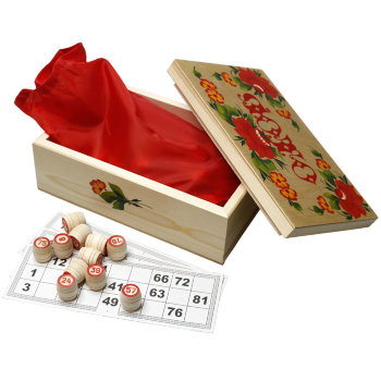 Настольная игра "Русское лото" в деревянной коробке (Цветы)