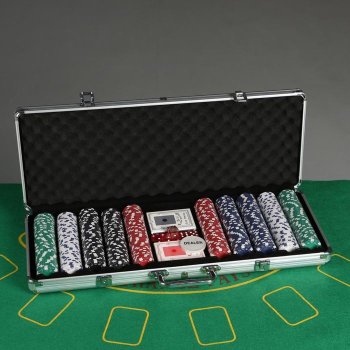 Набор для покера из 500 фишек без номинала в кейсе (56 х 21 х 8 см)