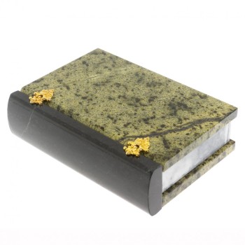 Шкатулка "Книга" из змеевика и мрамора (14 х 10 х 4 см)