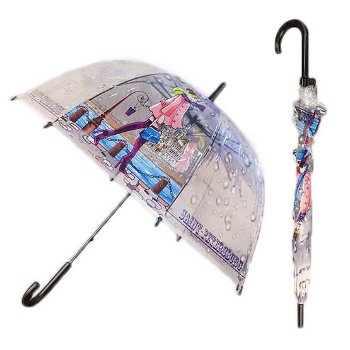Прозрачный зонт-трость "Дождливый Санкт-Петербург" (купол 80 см, полуавтомат)