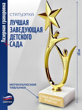 Статуэтка "Лучшая заведующая детского сада" со звездой (18 см)