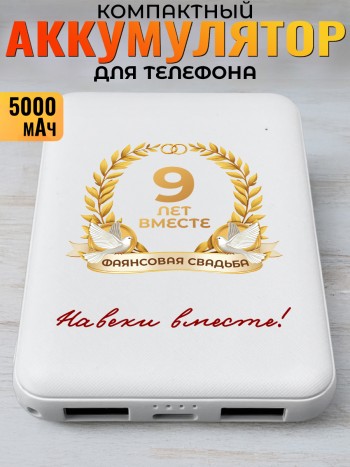 Повербанк "9 лет вместе. Фаянсовая свадьба" (5000 мАч)