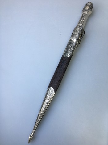 Кавказский кинжал "Дагестанский", коричневая кожа (48 см)
