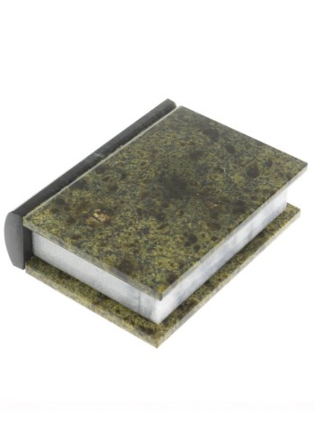 Шкатулка "Книга" из змеевика и мрамора (10 х 8 х 3 см)