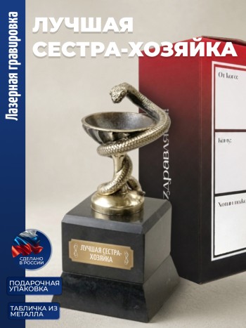 Кубок Врачу "Лучшая сестра-хозяйка" бронза, змеевик