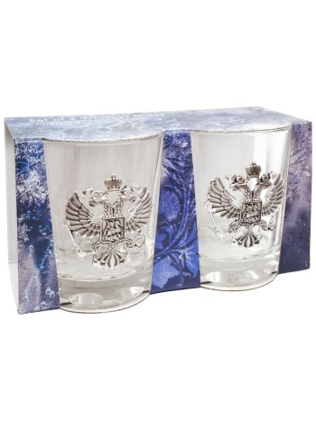 Набор из двух стаканов "Герб России" из стекла (250 мл)