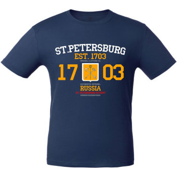 Футболка "St. Petersburg. 1703" синего цвета (размер L) / Санкт-Петербург