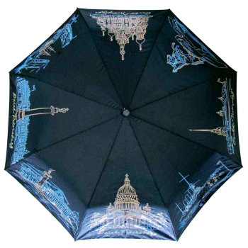 Складной зонт хамелеон "Ночь над Санкт-Петербургом" (при намокании меняется цвет, купол 90 см, полуавтомат)