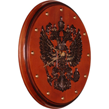 Настенные часы "Герб России" из массива дерева (45 см)