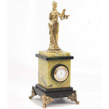 Настольные часы "Фемида" из офиокальцита и бронзы (26 см)