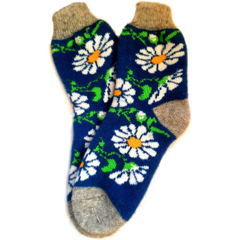 Тамбовские шерстяные носки "Ромашки" (размер 36-40)