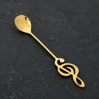 Чайная ложка "Скрипичный ключ" золотого цвета