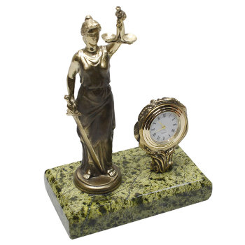 Настольные часы "Фемида" из бронзы и змеевика (Златоуст)