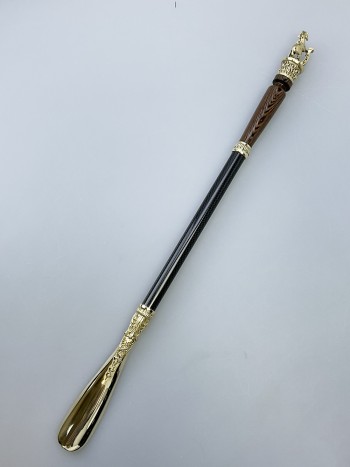 Ложка для обуви "Конь с подковой", латунь, венге, углепластик (64 см)